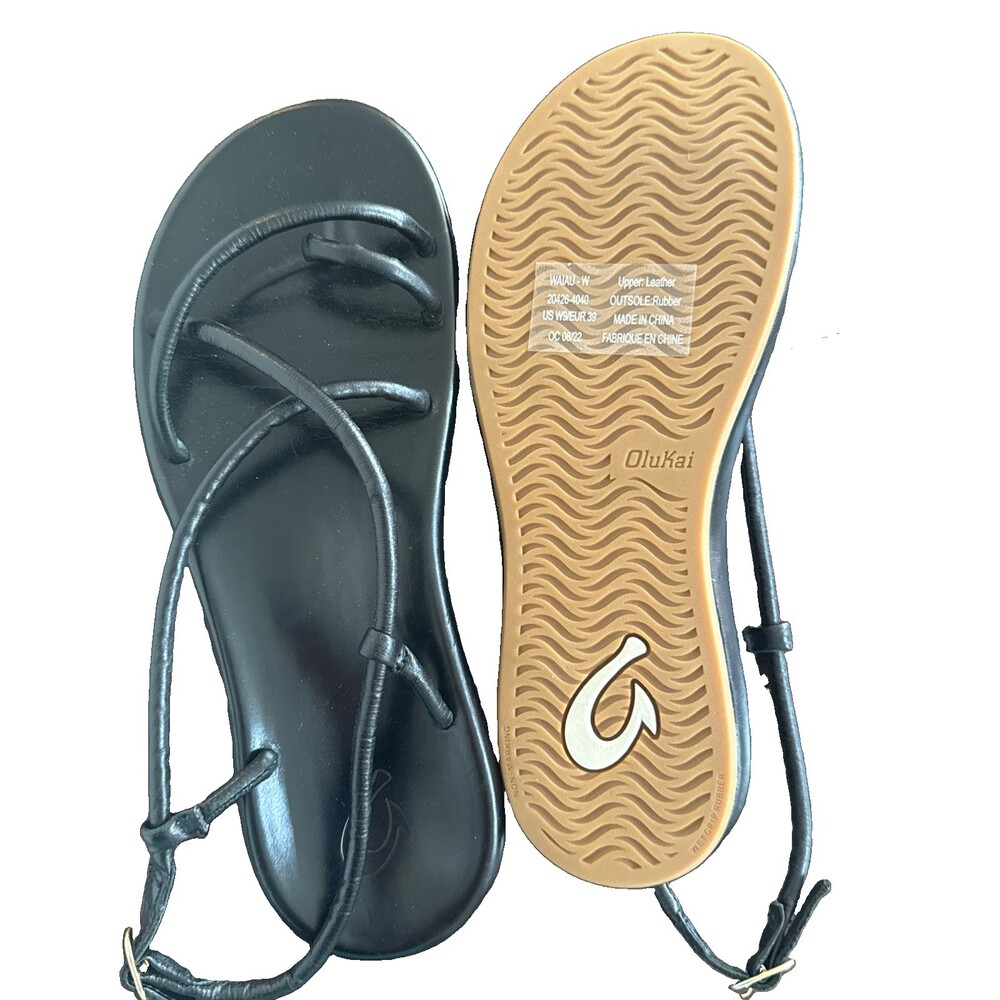OluKai Waiau Sandals Black Size 9 NWT